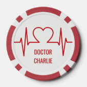 Herz EKG individuelle Name & Beruf Poker Chips (Rückseite)