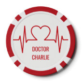 Herz EKG individuelle Name & Beruf Poker Chips (Rückseite)