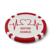 Herz EKG individuelle Name & Beruf Poker Chips (Oberseite)