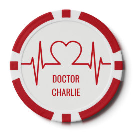 Herz EKG individuelle Name & Beruf Poker Chips