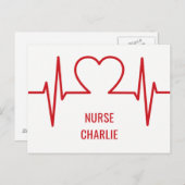 Herz EKG individuelle Name & Beruf Postkarte (Vorne/Hinten)
