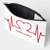 Herz EKG individuelle Name & Beruf Zubehörtasche (Offen)