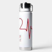 Herz EKG individuelle Name & Farbe Trinkflasche (Hinten)