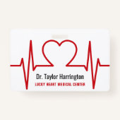 Herz EKG kundenspezifische Text- und Foto-Abzeiche Ausweis (Vorderseite)