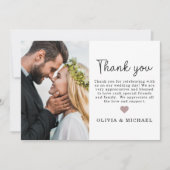 Herz Elegantes Script Foto Hochzeit Danke Karte (Vorderseite)