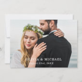 Herz Elegantes Script Foto Hochzeit Danke Karte (Rückseite)
