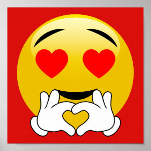 Herz Emoji mit Liebe Hand Red Poster