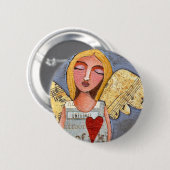 Herz-Engel - himmlischer Knopf Button (Vorne & Hinten)