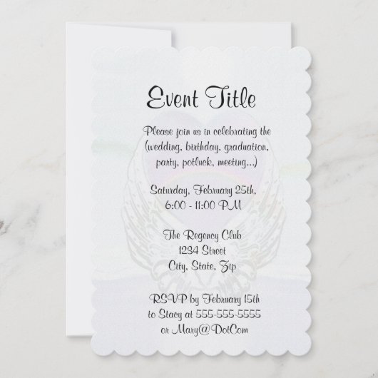 Herz, Engel Wings & Ocean Einladung (Vorderseite)