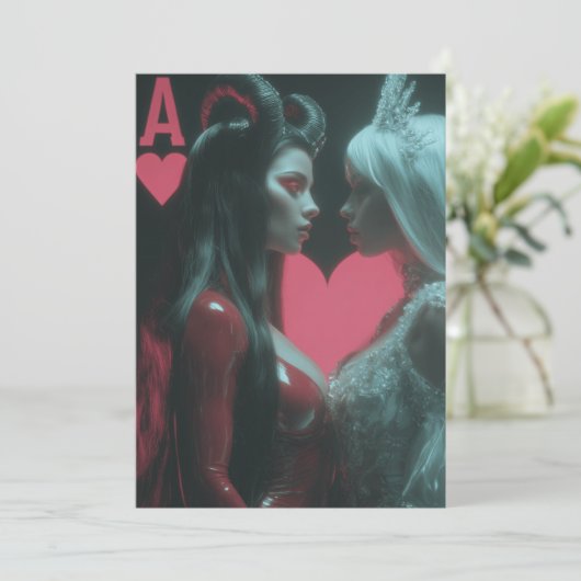 Herz entweint: Engel & Devil Einladung (Stehend Vorderseite)