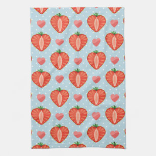 Herz Erdbeeren mit Punkten und Herzen Handtuch