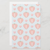Herz-Erdbeeren mit Tupfen und Herzen Briefpapier (Vorne/Hinten)