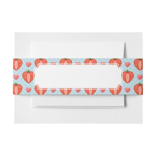 Herz-Erdbeeren mit Tupfen und Herzen Einladungsbanderole (Vorderseite Beispiel)