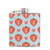 Herz-Erdbeeren mit Tupfen und Herzen Flachmann (Vorderseite)