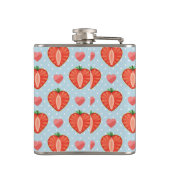 Herz-Erdbeeren mit Tupfen und Herzen Flachmann (Rückseite)