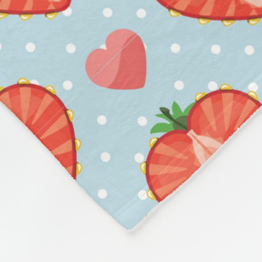 Herz-Erdbeeren mit Tupfen und Herzen Fleecedecke (Ecke)