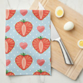 Herz-Erdbeeren mit Tupfen und Herzen Handtuch (Viertel Falte)