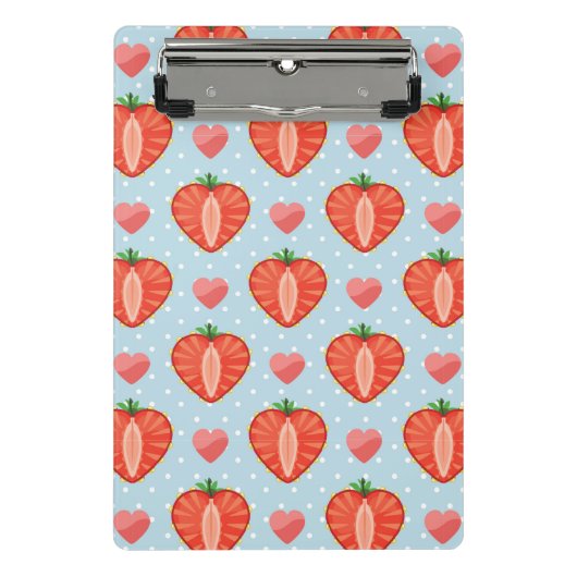 Herz-Erdbeeren mit Tupfen und Herzen Mini Klemmbrett (Vorderseite)
