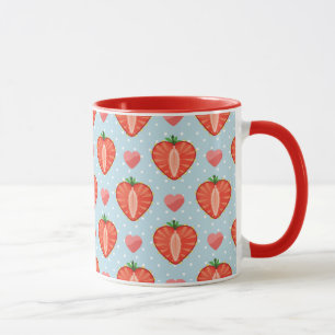 Herz-Erdbeeren mit Tupfen und Herzen Tasse
