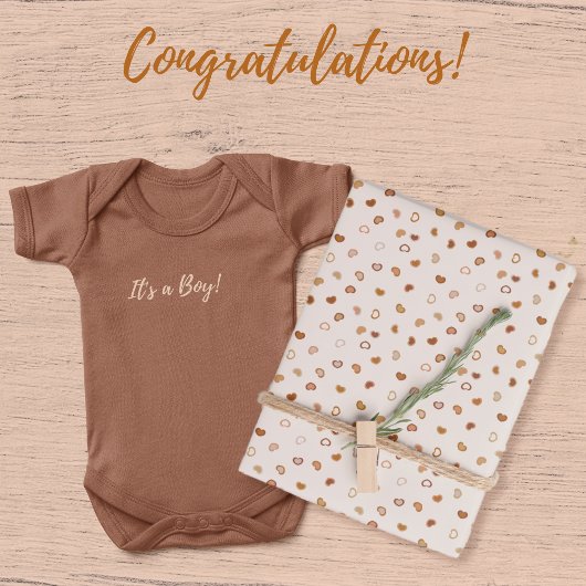 Herz - Erdton rustikal auf weißem Zement Geschenkpapier Set