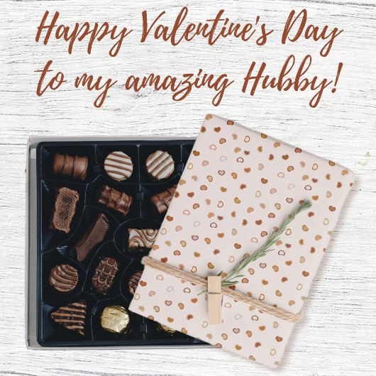 Herz - Erdton rustikal auf weißem Zement Geschenkpapier Set