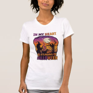 Herz Es ist immer Halloween Hexe Kessel Baum Moo T-Shirt