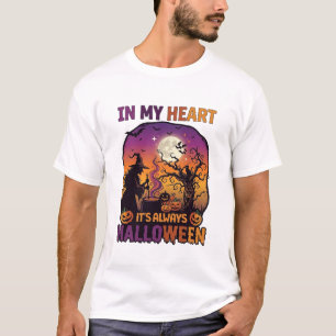 Herz Es ist immer Halloween Hexe Kessel Baum Moo T-Shirt