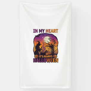 Herz Es ist immer Halloween Hexe Kessel Baum Muh Banner