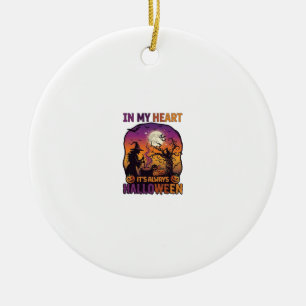 Herz Es ist immer Halloween Hexe Kessel Baum Muh Keramik Ornament