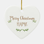 Herz essbare grüne Blätter Weihnachtsbaum Bauble Keramik Ornament (Hinten)