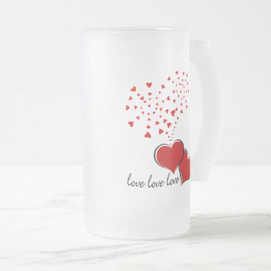 Herz-Explosion Mattglas Bierglas (VorderseiteRechts)