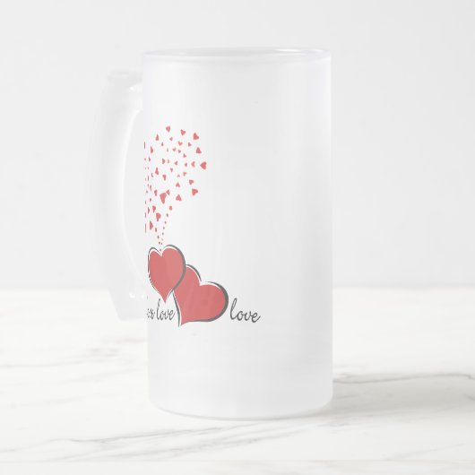 Herz-Explosion Mattglas Bierglas (Vorderseite Links)