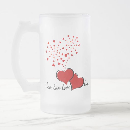 Herz-Explosion Mattglas Bierglas (Links)