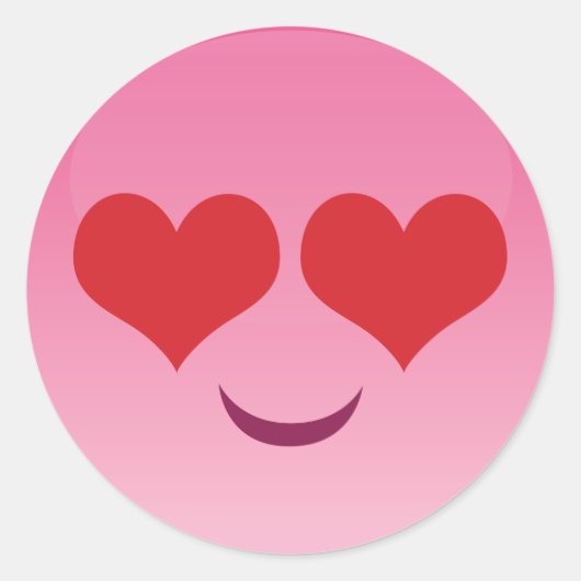 Herz Eyes Emoji Runder Aufkleber (Vorderseite)