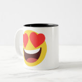 Herz Eyes Emoji Zweifarbige Tasse (Vorderseite Links)