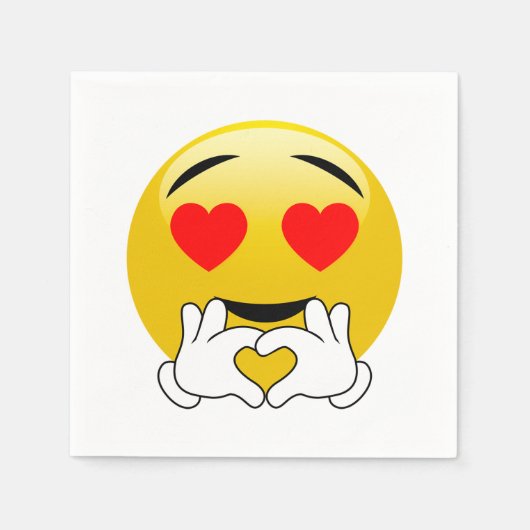 Herz Eyes & Hands Emoji Liebe Serviette (Vorderseite)
