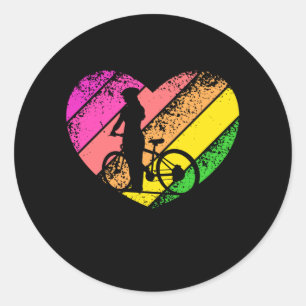 Herz Fahrrad Mädchen Runder Aufkleber