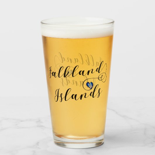 Herz Falkland Islands Flag, Falkland Isles Glas (Rückseite (gefüllt))