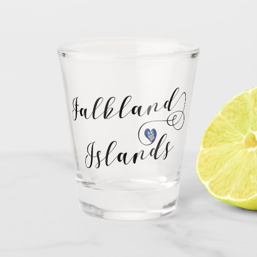 Herz Falkland Islands Flag, Falkland Isles Schnapsglas (Vorderseite)