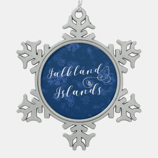 Herz Falkland Islands Flag, Falkland Isles Schneeflocken Zinn-Ornament (Vorderseite)