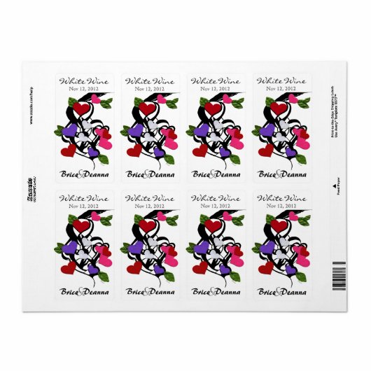 Herz-Felt-Hochzeitsweinlabel (Vorne)