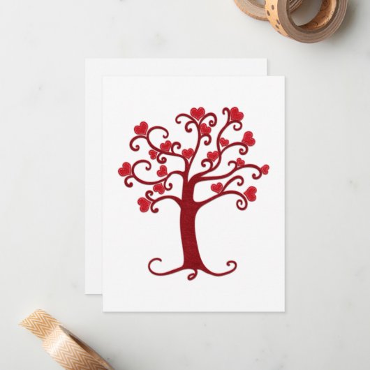 Herz Felt Tree | Valentine | Romantik | Anmerkung Mitteilungskarte (Vorderseite/Rückseite Beispiel)