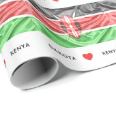 Herz-Flagge der Gewohnheits-I von Kenia Geschenkpapier (Rolleneckpunkt)