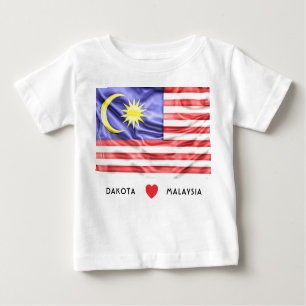 Herz-Flagge der Gewohnheits-I von Malaysia Baby T-shirt