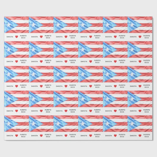 Herz-Flagge der Gewohnheits-I von Puerto Rico Geschenkpapier (Flach)