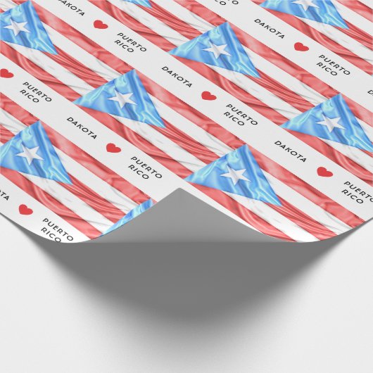 Herz-Flagge der Gewohnheits-I von Puerto Rico Geschenkpapier (Ecke)