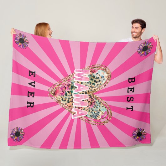 Herz-Floral-Mama anpassen Fleecedecke (Beispiel)