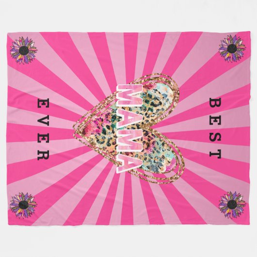 Herz-Floral-Mama anpassen Fleecedecke (Vorderseite (Horizontal))