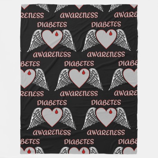 Herz/Flügel... Diabetes Fleecedecke (Vorderseite)