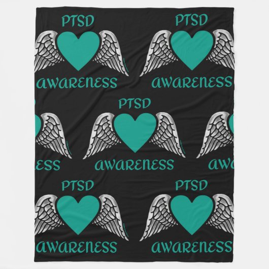 Herz/Flügel...PTSD Fleecedecke (Vorderseite)